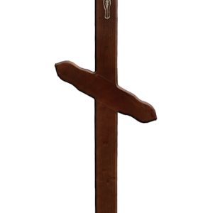 Крест на могилу сосновый «Фигурный с распятием из фольги»